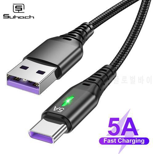 Suhach 5A USB C Cable For Samsung Xiaomi Redmi POCO Huawei Fast Charging Cable Type C Charger Phone Data USB Cord Wire