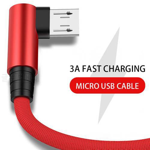 3A 90 Degree Elbow Data Cable Charger Cord for Samsung Huawei Xiaomi Oppo Mobile Phone Accessories Usb Micro Cable Fast Shipping