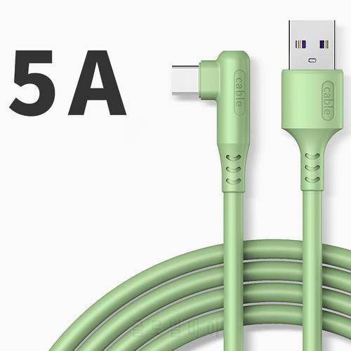 90 Degree Elbow 5A USB Cable Fast Charging Type C Cable Mobile Phone Charger Cord for Huawei P40 Xiaomi Redmi Usb C Cable