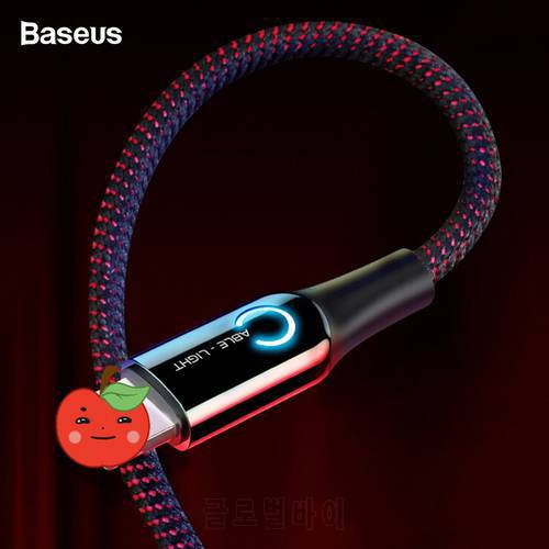 Baseus LED Light USB Cable For iPhone 11 Pro XS Max XR X 8 7 6 S Plus Auto Disconnect 2.4A Fast Charging Charger Cable Data Cord