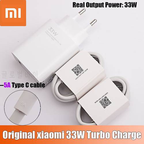 Original Xiaomi 33W Fast Charger Full Kit Type C Cable For Mi 10 9 10T Lite POCO X3 NFC Redmi K40 Note 9 10 Pro