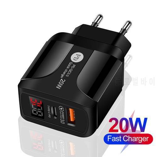 ILEPO 20W QC3.0 Usb C Fast Charger With Display Screen PD Charger For iPhone 12 11 Pro Max 8 7 Quick Charging for Samsung Kindle