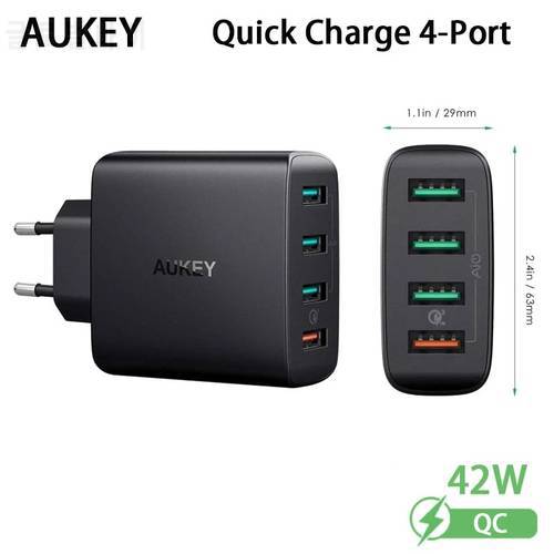 Aukey PA-T18 EU Quick Charge Plug With 4 USB Wall Charger 42W Charging Station For iPhone14/Huawei/xiaomi/Switch Fast Charger