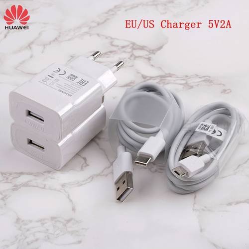 Original Huawei 5V2A charger EU/US Charge power adapter usb micro cable for p9 8 lite honor 8x 7x y6 y7 y9 2019 p smart z 2019
