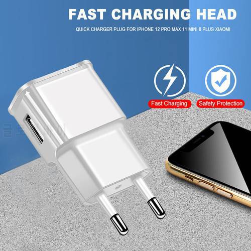 USB Chargers 1A 2A Wall Fast Charging Head Mobile Phone EU Plug Chargers Adapter For Samsung iPhone Mobile phone Charging Power