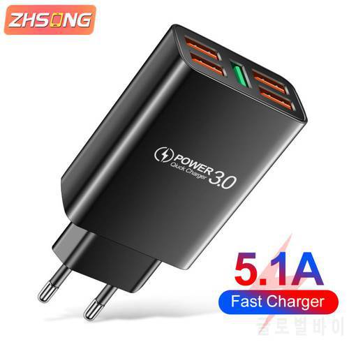 ZHSONG 5 USB Fast Charger Quick Charge 3.0 For iPhone Charger For Samsung Plug Xiaomi Mi Huawei Mobile Phone Chargers Adapter
