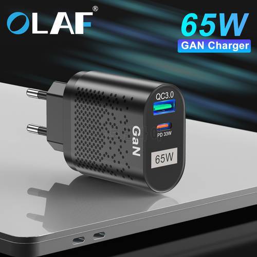 65W GaN 3 Desktop Charger Fast Charger QC 3.0 PD Type C USB Adaptor Quick Charge4.0 GaN3 For MacBook Samsung iPhone Phone Charge