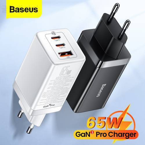 Baseus 65W GaN 3 Chagrer USB Type C Chagrer Quick Charge 4.0 3.0 PD Fast Chaging For iPhone 13 Pro Xiaomi Samsung Laptop Macbook