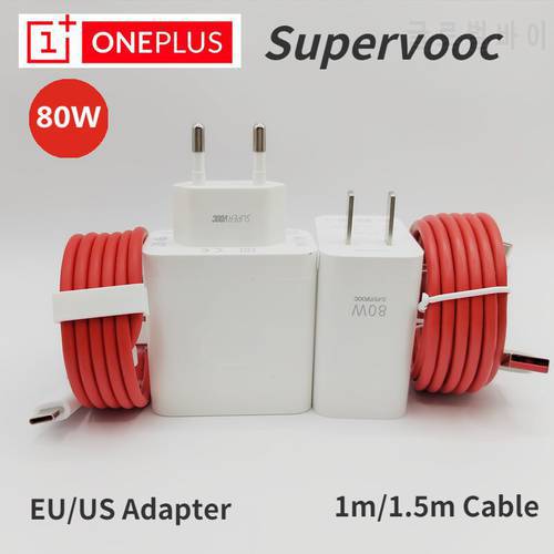 80W Oneplus Supervooc Charger 80W EU/US Fast Charge Adapter 6.5A Type C Cable For OnePlus 10 pro 9R 8T OPPO Find 80w VOOC Charge
