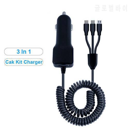 Fast Car Charger 3 in 1 Splitter USB charger Cable For iPhone Micro USB Android Phones Type-C Telescopic car Charging adapter