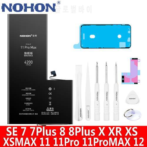 NOHON Battery For Apple iPhone 11 Pro MAX XS XR X 12 8 7 Plus SE 2020 Replacement Lithium Polymer Battery 11Pro 8Plus 7Plus SE2