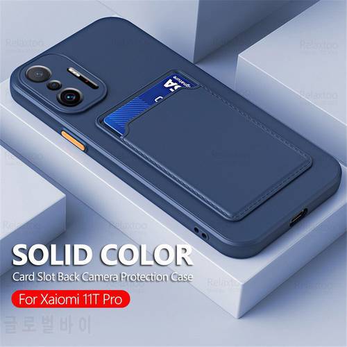 For Xiaomi 11T Pro Case Soft TPU Card Slot Holder Phone Cover Xiomi Xaomi Mi 11 T T11 Mi11T 11TPro Camera Protect Fundas Coque
