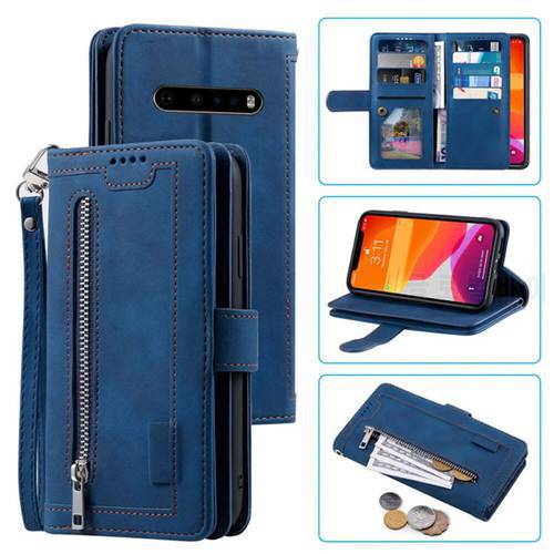 9 Cards Wallet Case For LG V60 ThinQ 5G Case Card Slot Zipper Flip Folio with Wrist Strap Carnival For LG V60 LMV600EA Cover