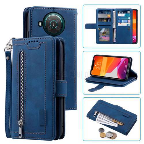 9 Cards Wallet Case For NOKIA X10 Case Card Slot Zipper Flip Folio with Wrist Strap Carnival For NOKIA X20 Cover