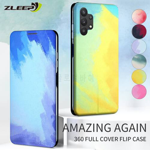 Painted Leather Phone Case For Samsung Galaxy A72 A52 A73 A53 A33 A23 A13 A03 A42 A32 A22 A12 A02 Flip Card Magnetic Shock Cover