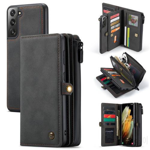 Magnetic Leather Wallet Phone Case For Samsung Galaxy S22 Ultra S21 Plus S20 FE Note 20 A52 A72 A51 A71 Zipper Purse Card Coque