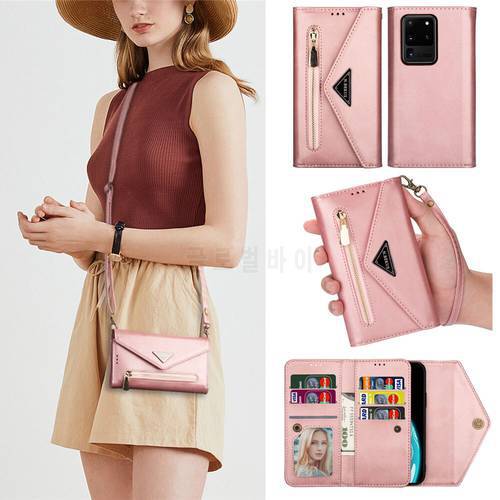 Wallet Card Holder Crossbody Lanyard Leather Phone Case For Samsung Galaxy S22 S21 S20 Note 20 Ultra S9 S10 Plus S20FE Cover