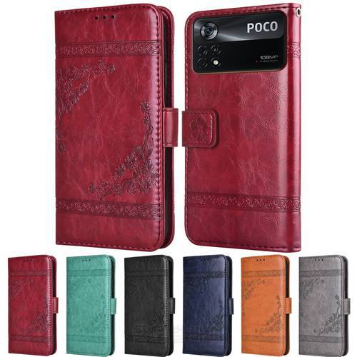 for On Xiaomi Poco X4 Pro 5G Book Cover Luxury Wallet Leather Case for Poco X4 Pro 5G Phone Case Fundas With Strap