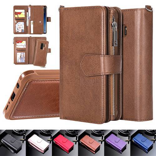 Zipper Wallet Phone Case for Samsung S21 Ultra S22 Plus S20 FE S10 S9 S8 Flip Leather Purse Cover for Galaxy Note 20 10 9 Coque
