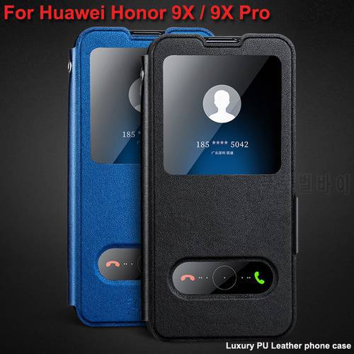 Open window leather case For Huawei Honor 9X cover hlk-al00 flip cases For Huawei Honor 9x 9 x pro case honor9x pro back cover