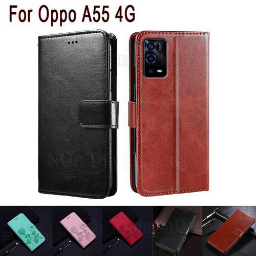 CPH2325 Leather Cover For Oppo A55 4G Case Flip Wallet Stand Magnetic Card Phone Protector Book For Oppo A 55 Case Etui Coque