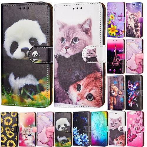 Cute Panda Flip Phone Case For Huawei Mate20 Mate10 P30 P20 Mate20 P30 P40 Pro P20 Mate 20 Lite X10 P10 Plus Stand Protect Cover