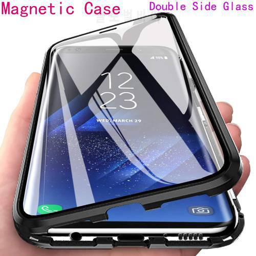 Metal Magnetic Double Sided Glass Case For Samsung Galaxy A50 A21s A51 A52 A12 A32 A70 A71 M51 A91 A20 A30 S10E M21 M31 S21 S20
