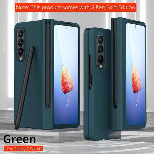 Simple Protective Case For Galaxy Z Fold 4 With Stylus Pen Hinge Pen Slot Front Screen Glass Protective Case For Z Fold 4