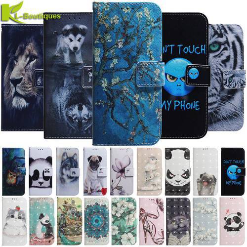 Painted Wolf Dog Animal Leather Wallet Phone Case for Samsung Galaxy A3 A5 2017 J3 J5 2016 J4 J6 Plus 2018 J2 Core Cases Cover