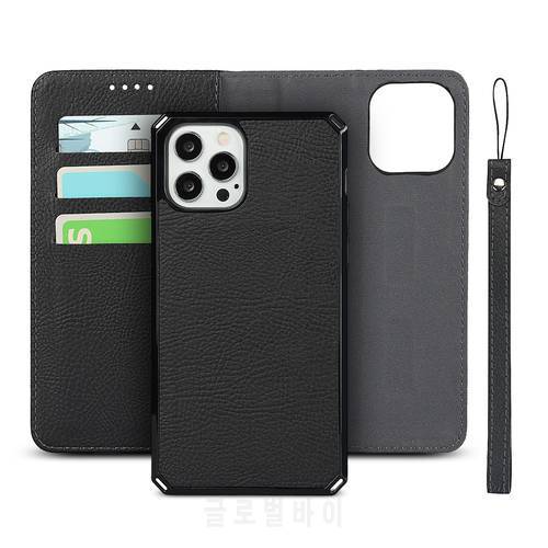Magnetic 2 in 1 Removable Leather Case for iPhone 14 13 12 Pro Max 11 XS XR 7 Plus Case Flip Wallet Card Holder Stand Phone Bag
