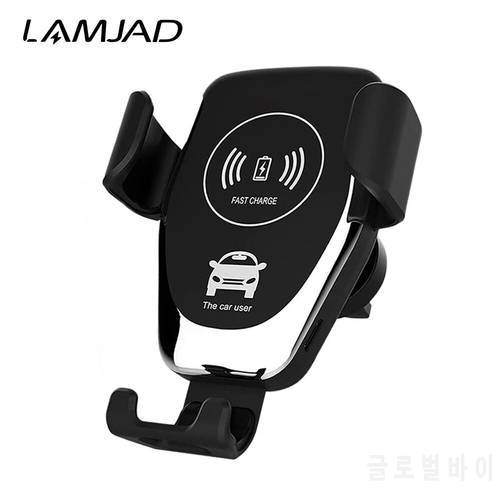 LAMJAD Wireless Car Charger Vent Mount for iPhone 13 Pro 12 Samsung S22 Note 10 Qi Fast Charging Auto-Clamping Car Phone Holder