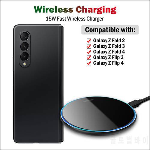 15W Fast Qi Wireless Charger for Samsung Galaxy Z Fold 4 3 2 Galaxy Z Flip 3 4 Wireless Charging Pad Acrylic Breathing Light