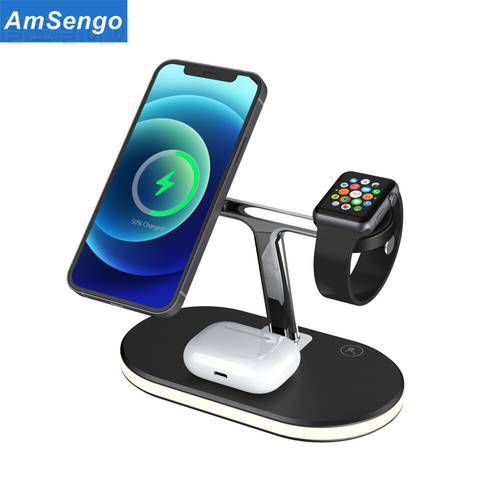 3 in 1 Magnetic Wireless Charger Stand For iPhone 12 13 Pro Max 15W Fast Charging Dock Station For Apple Watch and Airpods 3 Pro