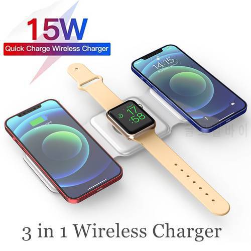 3 in 1 Magnetic Wireless Chargers For iPhone 13 12 Pro Phone Holder Wireless Charging Pad For Airpods 3 iwatch 7 6 Fast Chargers