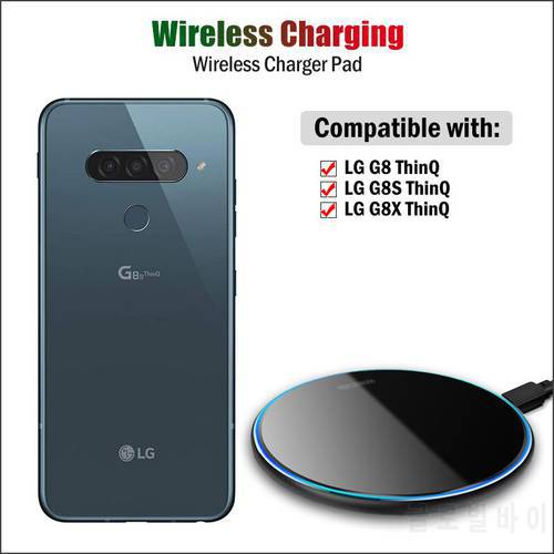 10W Fast Qi Wireless Charger for LG G8 ThinQ G8S G8X ThinQ Phone Wireless Charging Pad Breathing Light Gift Case