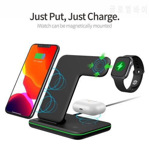 3 in 1 Wireless Charger Stand 15W Qi Fast Charging Dock Station for Apple Watch iWatch 7 AirPods Pro For iPhone 13 12 XS 8 Plus