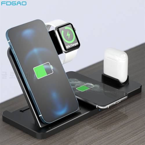 4 in 1 15W Fast Wireless Charger Dock Station Stand For Apple iWatch 8 7 AirPods 3 Pro iPhone 14 13 12 11 8 Induction Charging