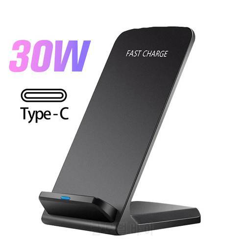 30W Wireless Chargers Qi Fast Wireless Charging Stand USB-C Port, for iPhone 13 12 /11 Pro Max/XR/XS/X/SE/8, S20-S8 Google, LG