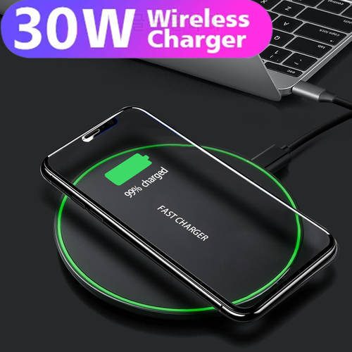 30W Fast Wireless Charger For Samsung Galaxy S10 S20 Note 9 USB Qi Charging Pad for iPhone 14 13 12 SE 11 Pro XS Max XR X 8 Plus