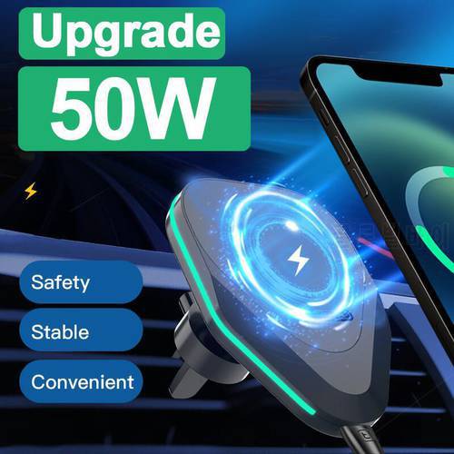 NEW 100W QI Magnetic Car Wireless Charger for macsafe iPhone 14 13 12 max mini Air Vent Car Phone Holder Stand Fast Car Charging