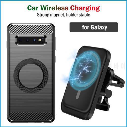 15W Fast Magnetic Car Wireless Charging Stand for Samsung Galaxy S8 S9 S10 Plus Car Wireless Charger+Magnetic Sticker Gift Case