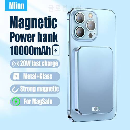 10000mAh Magnetic Wireless Power Bank For iPhone12 13 Fast Charge 20W Metal Frame Glass Back Portable External Battery Powerbank