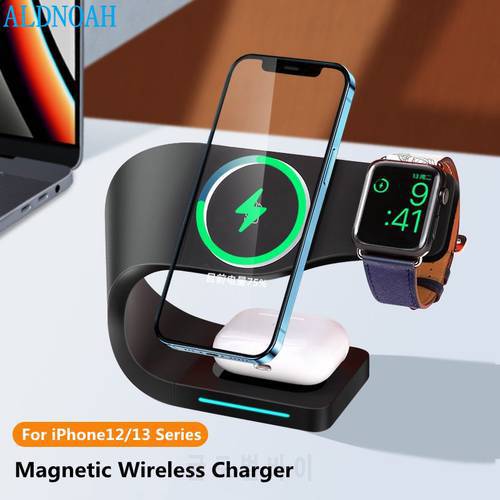 3 in 1 Magnetic Wireless Charger Stand For iPhone 12 13 Pro Max Fast Charging Induction Chargers For Apple Watch AirPods