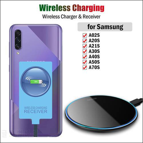 Qi Wireless Charger & Type-C Receiver for Samsung Galaxy A21S A02S A20S A30S A50S A70S Wireless Charging Adapter USB C Connector