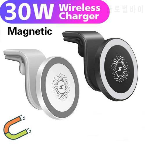 Car Phone Fast Charger Wireless Charging 30W Air Outlet Clip Phone Mount Adjustable Bracket Phone Holder for iPhone 11 12 13