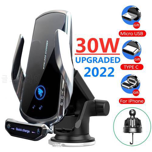 100W Car Phone Holder Wireless Charger Fast Charging For iPhone 14 13 12 X Xiaomi Samsung Huawei Magnetic Wireless Car Charger