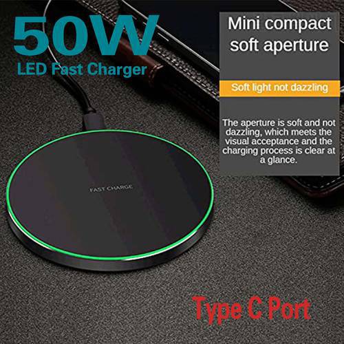 50W Fast Charger Carmine Wireless Charger for iPhone 13/13 Pro/13 Mini/13 Pro Max/SE AirPods Pro, Samsung Galaxy S22/S21/S20/S10