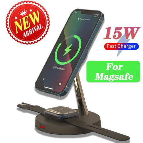 3 in 1 Wireless Charger Stand For Magsafe iPhone 14 13 12 Pro Max Qi Fast Charging Station For Apple Watch 7 6 5 Airpods Pro 2