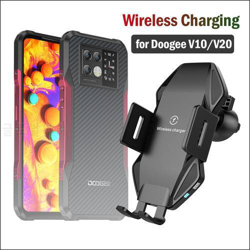 10W Car Wireless Charging Stand for DOOGEE V10/V20 5G Car Phone Holder Charger Qi Wireless Charger Pad for Doogee V20
