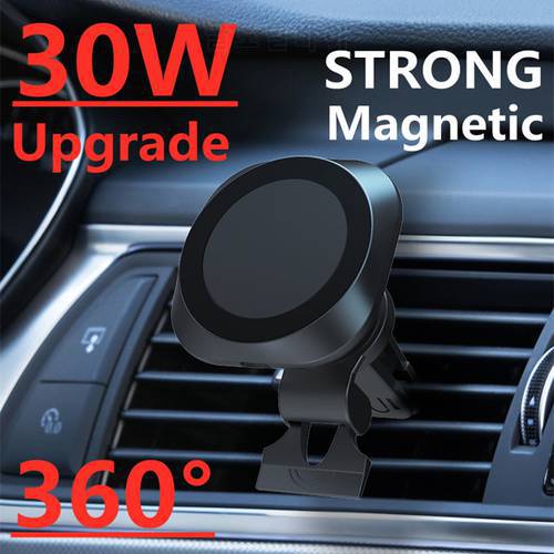 30W Magnetic Car Wireless Charger for macsafe iPhone 14 13 12 pro max mini Air Vent Car Phone Holder Stand Fast Car Charging